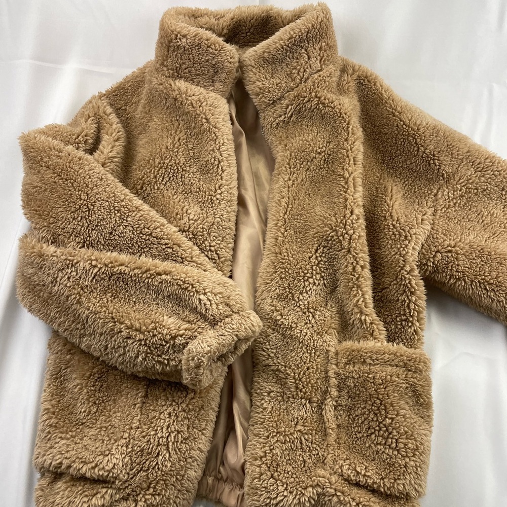 zaful fuzzy brown zip up